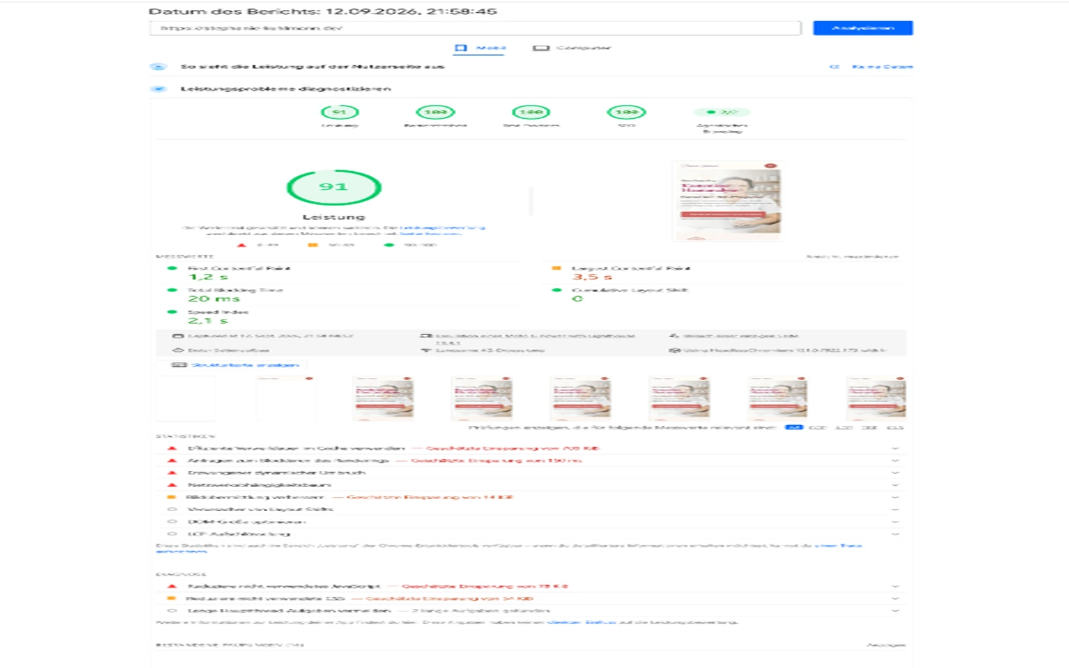 PageSpeed-Ergebnis der Website Stephanie Kuhlmann