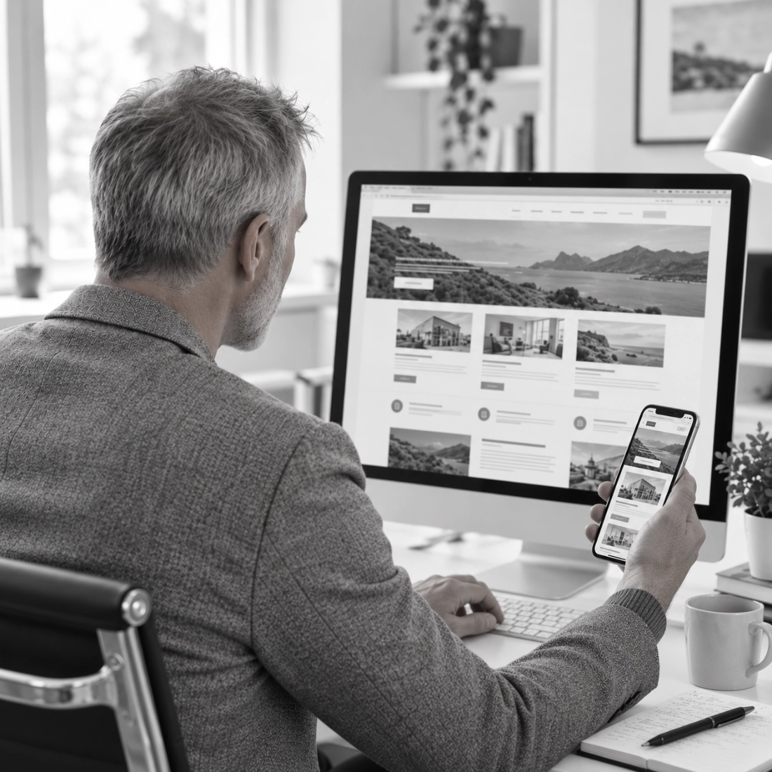 Website auf Desktop und Smartphone für Erweiterungen und laufende Weiterentwicklung