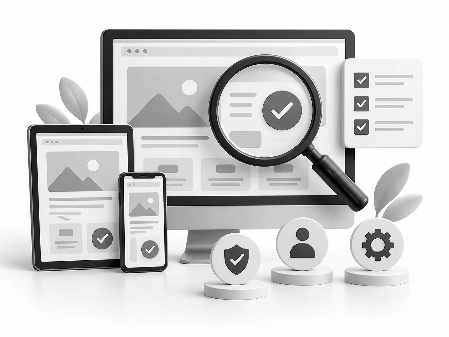 Grafik zur Prüfung auf Desktop, Tablet und Smartphone